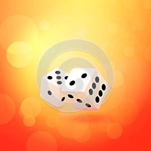 Vector illustrations of throwing dice on beautiful orange background - Illustration of passion to Gaming and Ardor photo