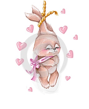 Vector illustrations valentine is my heart for you,cute bunny