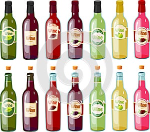 Vector illustrations of wine bottles