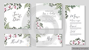 Vector illustrationVector herbal wedding invitation template