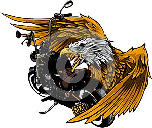 vector illustraton of motorcycle with the head eagle