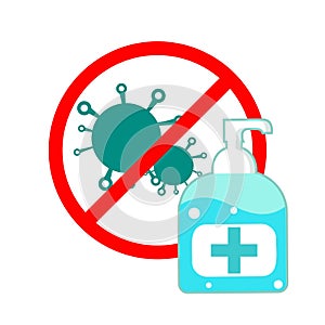 Vector illustrator depicting washing hands with set of hand sanitizer,alcohol gel for Prevention against Covid Virus