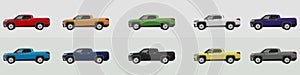 Vector or Illustrator of pickup cars colorful collection.