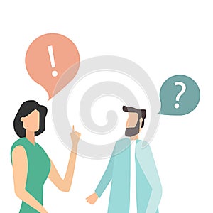 Vector illustrator, two people talk, Boss is angry over employee