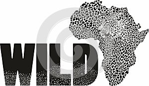 Vector illustratuion with African continent and leopard head
