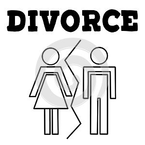 Vector illustrstion of divorced couple