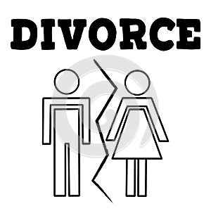 Vector illustrstion of divorced couple