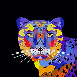 Vector illustrtion tiger portrait pop art triangles