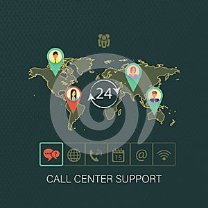 Call center support vector illustration