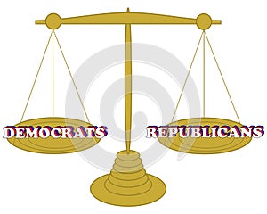 Vector ilustration of gold scale which can be used like a symbol of decission between two choices for President election in USA