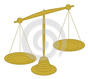 Vector ilustration of gold scale which can be used like a symbol of decission between two choices, things