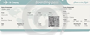 Vector image of airline boarding pass ticket with