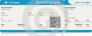 Vector image of airline boarding pass ticket