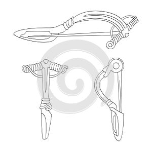 Vector image with ancient brooch fibula
