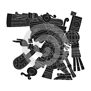 Vector image with Aztec god  Tezcatlipoca lord of the Night