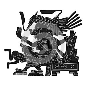 Vector image with Aztec god Tlazolteotl.God of the vice and patroness of adulterers