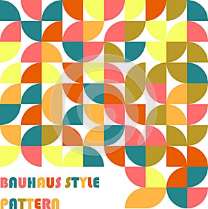 Vector image of the bauhaus pattern style, bauhaus design of the abstract background with a text with the bauhaus style letters.