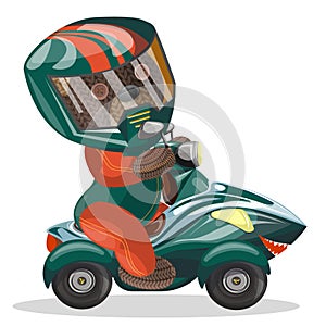 Vector image of a bear in an outfit on a monster truck