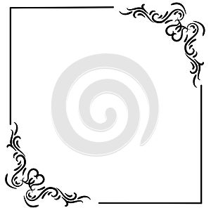 vector image of a black curved floral frame, border on the white background. Menu for the restaurant.