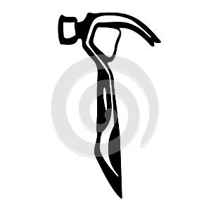 Vector image of black futuristic hammer on white background