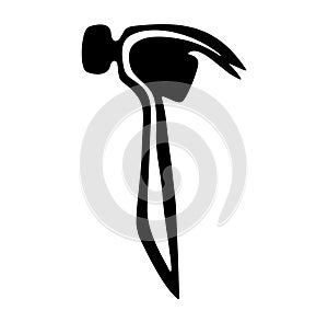 Vector image of black hammer on white background