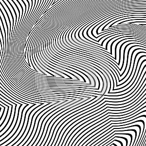 Vector image black and white striped background.Optical illusion.background with wavy pattern. black-white striped swirl.