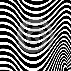 Vector image black and white waves striped background.Optical illusion.background with wavy pattern. black-white striped swirl.