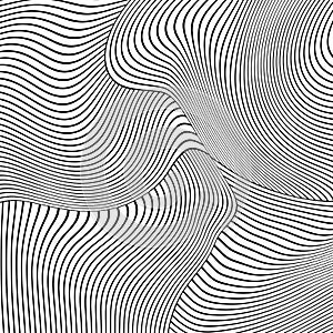 Vector image black and white waves striped background.Optical illusion.background with wavy pattern. black-white striped swirl.