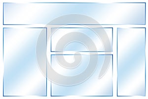 Vector image of blue plastic textures. Acrylic panels. Glossy rectangular plastic. Stock illustration