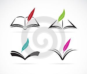 Vector image of an book and feather