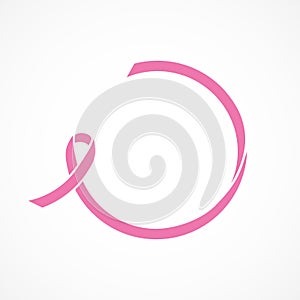 Vector image of breast cancer awareness ribbon.Pink ribbon.