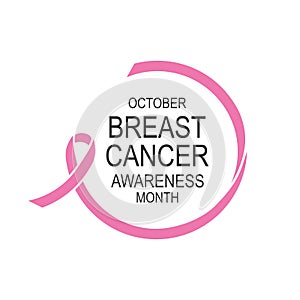 Vector image of breast cancer awareness ribbon.Poster design.October is cancer awareness month.