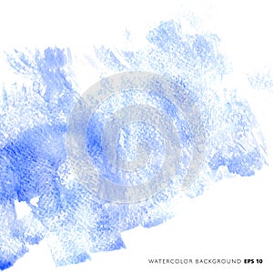 Vector image with brush strokes, watercolor look background, hand painted blue color stain backdrop