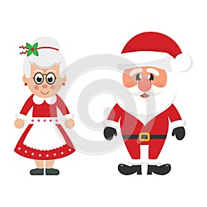 Cartoon christmas santa claus and cartoon mrs santa photo