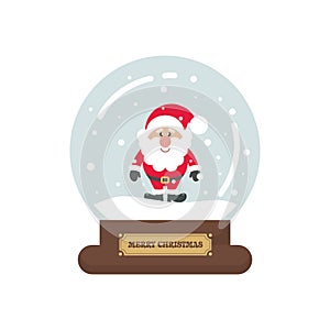 Cartoon cute christmas snowglobe with santa claus on a white background