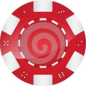 Vector image of the casino red chip isolated on the white background.