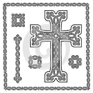 Cristian cross with interlaced ornament photo