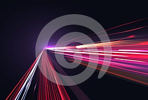 Vector image of colorful light trails with motion blur effect, long time exposure isolated on background photo