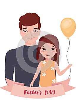 Vector image of dad and daughter. International Father's Day.