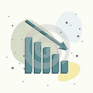 Vector image diagram of decline, recession. Icon financial crisis. Drop in sales on multicolored photo