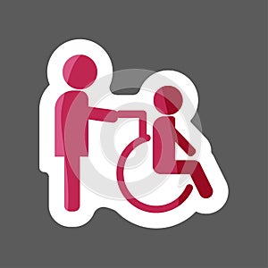 Vector image of disabled person. Disabled with nurse. Wheelchai