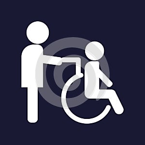 Vector image of disabled person. Disabled with nurse. Wheelchai