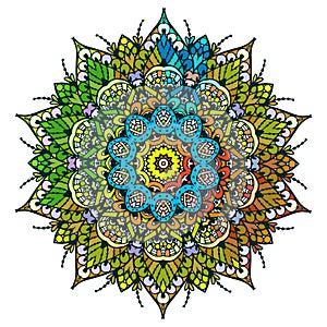 Vector image doodle of a decorated mandala