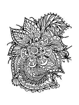 Vector Image Doodle, drawing for coloring the floral motif