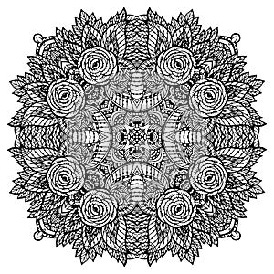 Vector Image Doodle, drawing for coloring the mandala. Magen Da