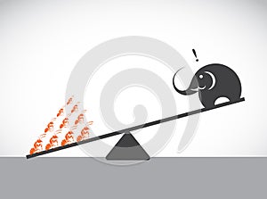 Vector image of an elephant and ant