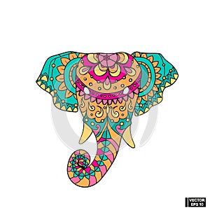 Indian elephant in floral patterns