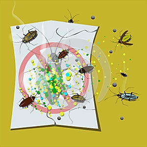 Vector image of the extermination of cockroaches. Means against cockroaches and insects. Poison from cockroaches