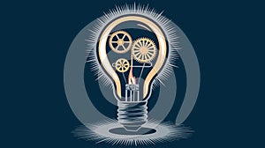 Creative Light Bulb with Gears Symbolizing Innovation and Ideas