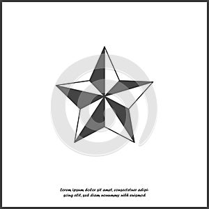 Vector image five-pointed star. Star on white isolated background. Layers grouped for easy editing illustration.